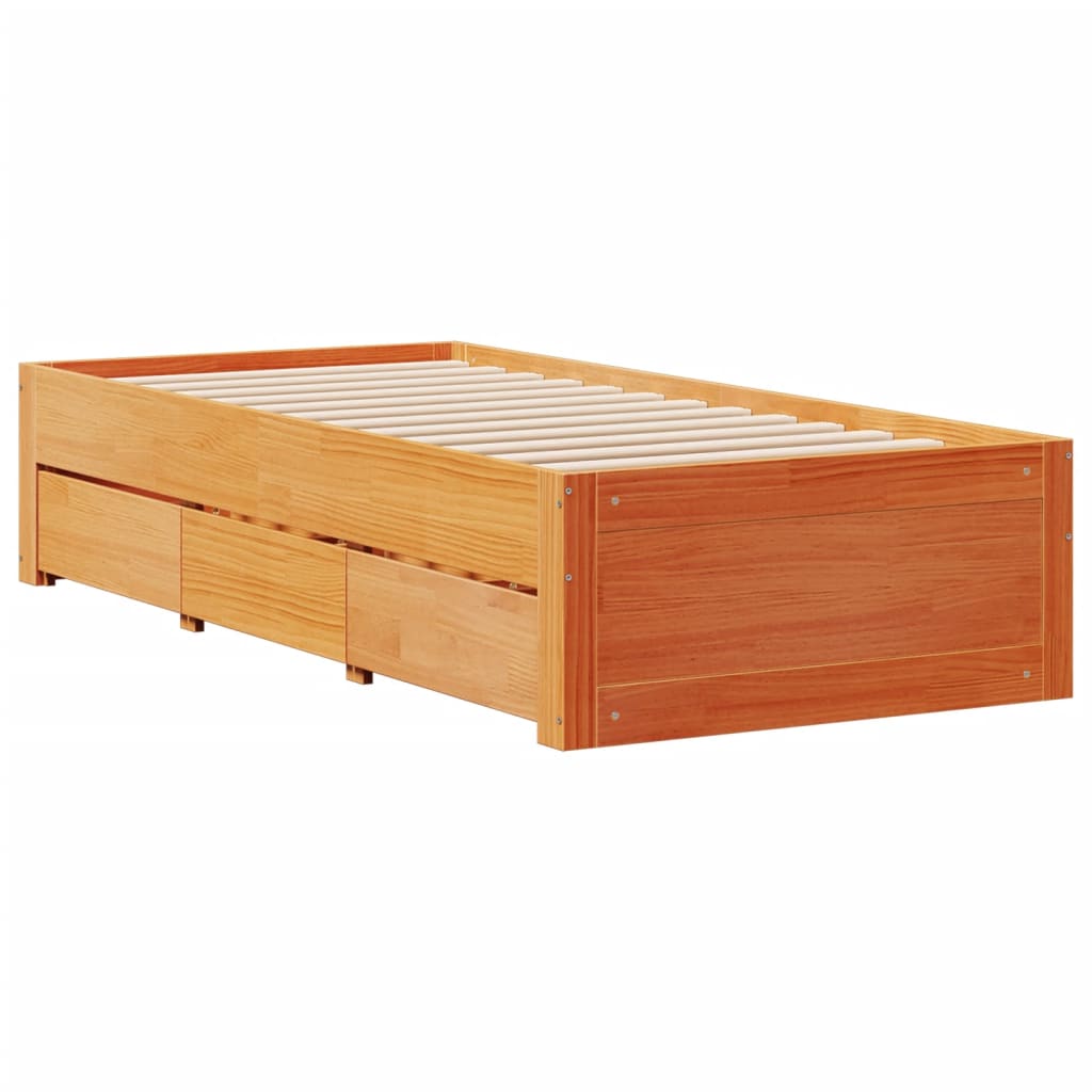 Bed Frame Without Mattress With Drawers Single Solid Wood Pine