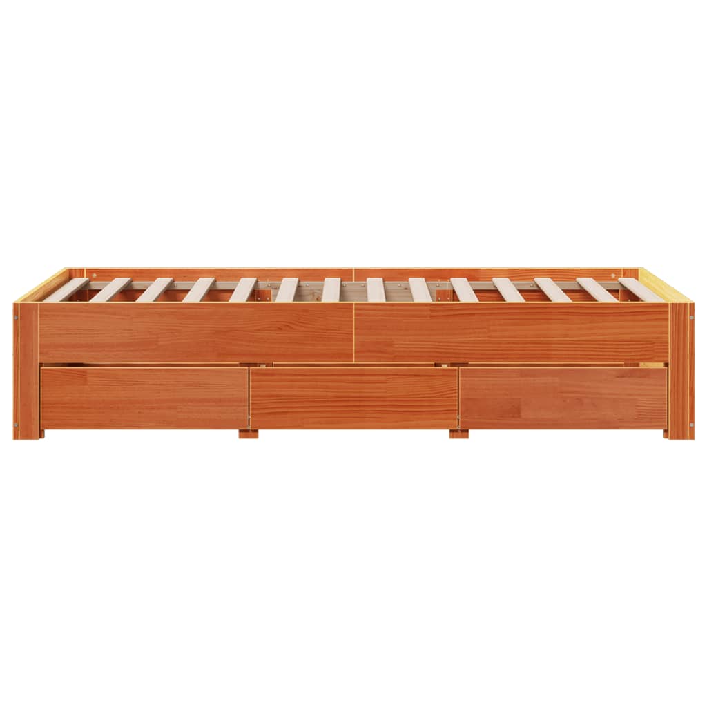 Bed Frame Without Mattress With Drawers Single Solid Wood Pine