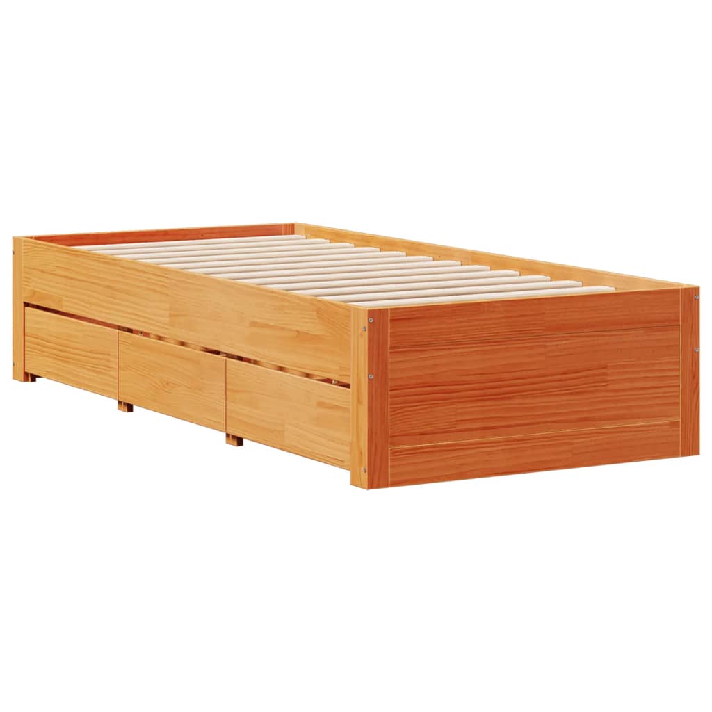 Bed Frame Without Mattress With Drawers Single Solid Wood Pine