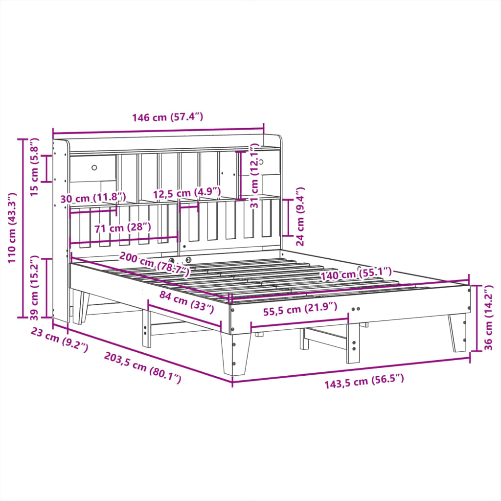 Bed Frame Without Mattress Solid Wood Pine