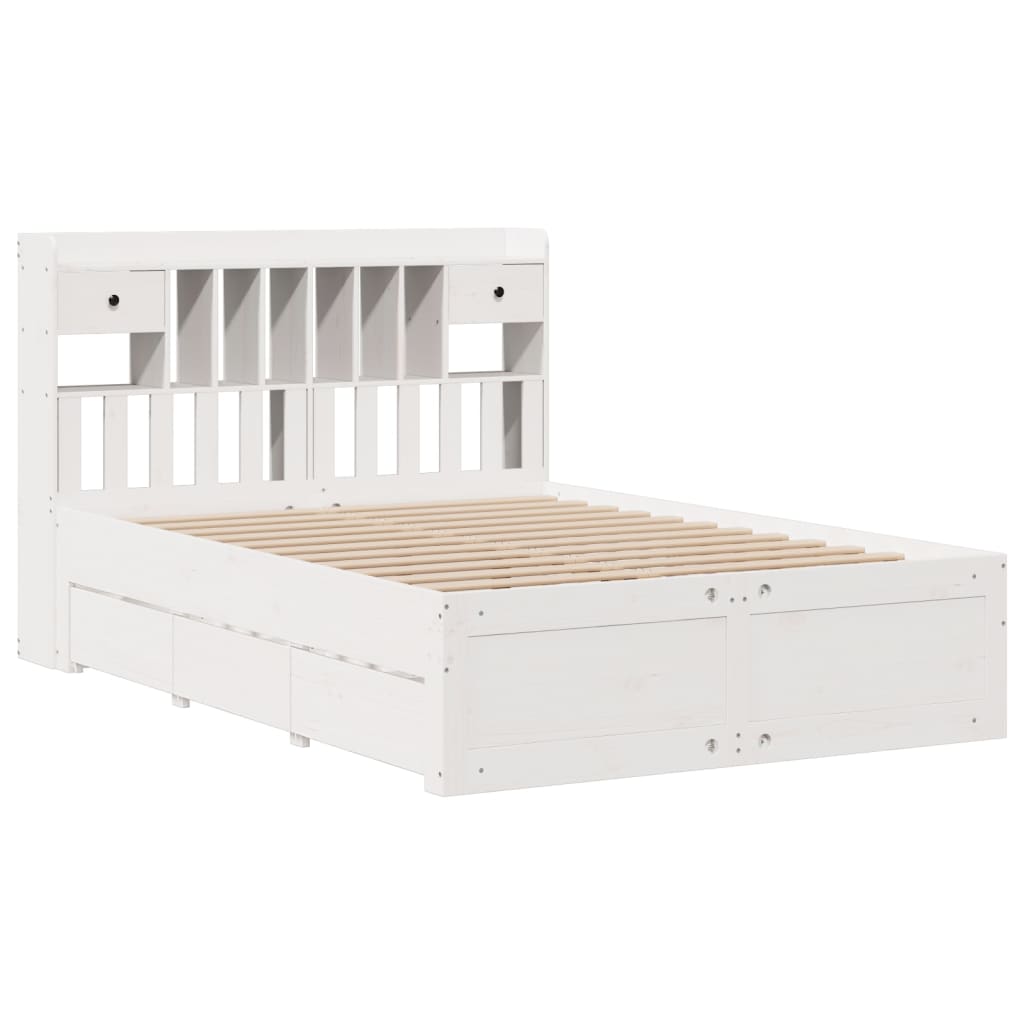 Bookcase Bed Without Mattress King Size Solid Wood Pine