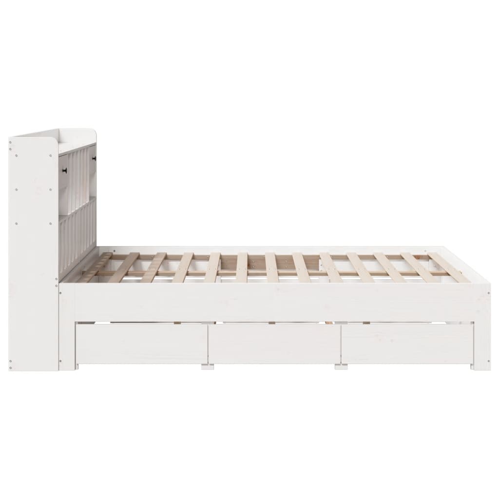 Bookcase Bed Without Mattress King Size Solid Wood Pine