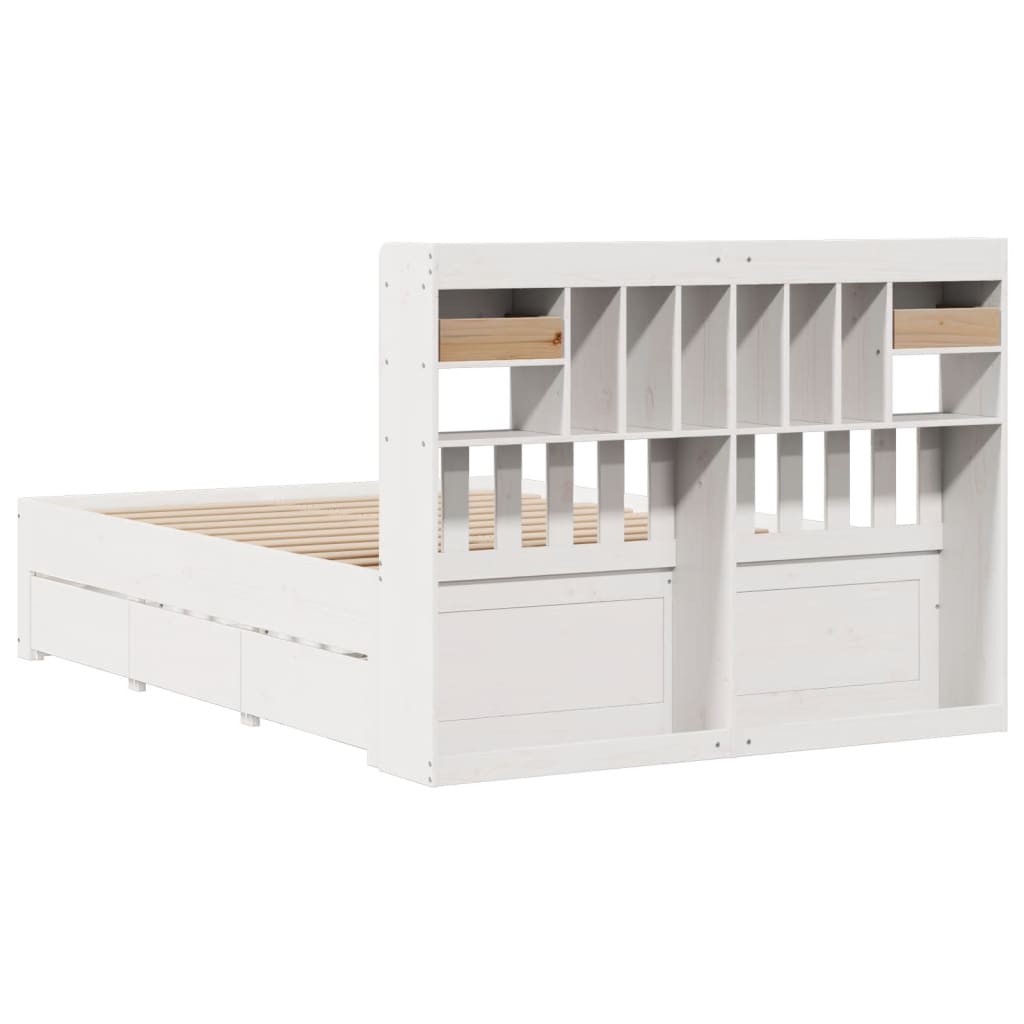 Bookcase Bed Without Mattress King Size Solid Wood Pine