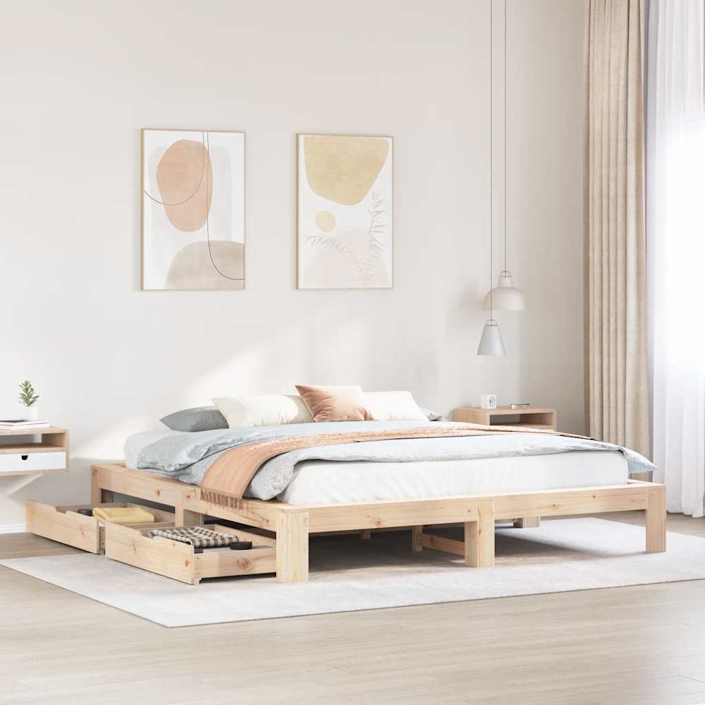 Bed Frame Without Mattress Super King Solid Wood Pine