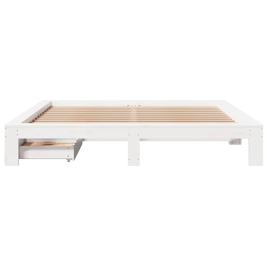 Bed Frame Without Mattress Super King Solid Wood Pine White Brown Wax Brown 221.
