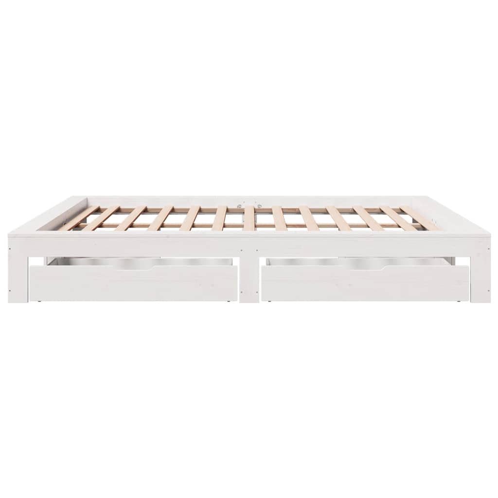 Bed Frame Without Mattress Super King Solid Wood Pine White Brown Wax Brown 221.