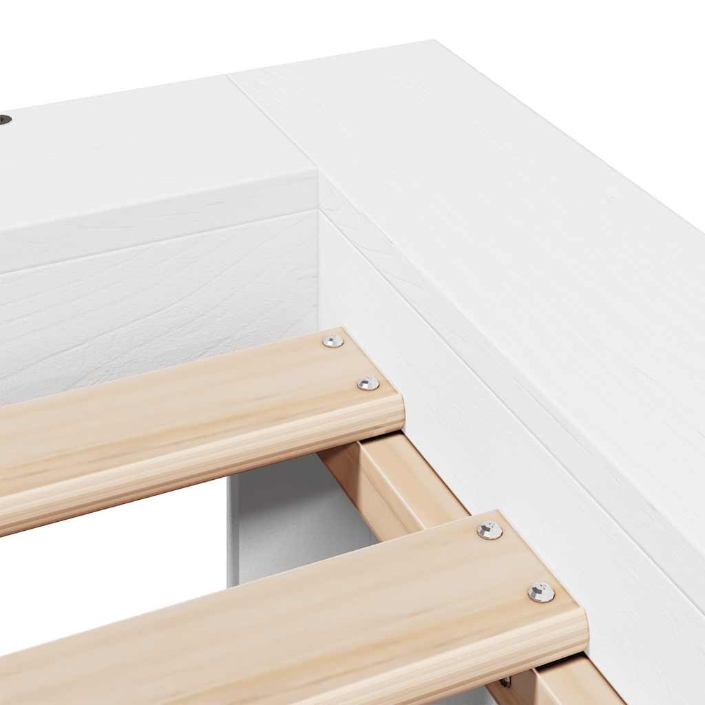 Bed Frame Without Mattress Super King Solid Wood Pine White Brown Wax Brown 221.