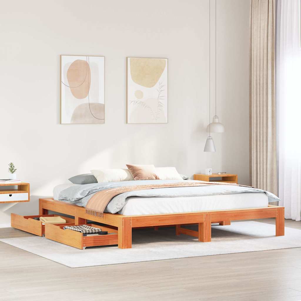Bed Frame Without Mattress Super King Solid Wood Pine