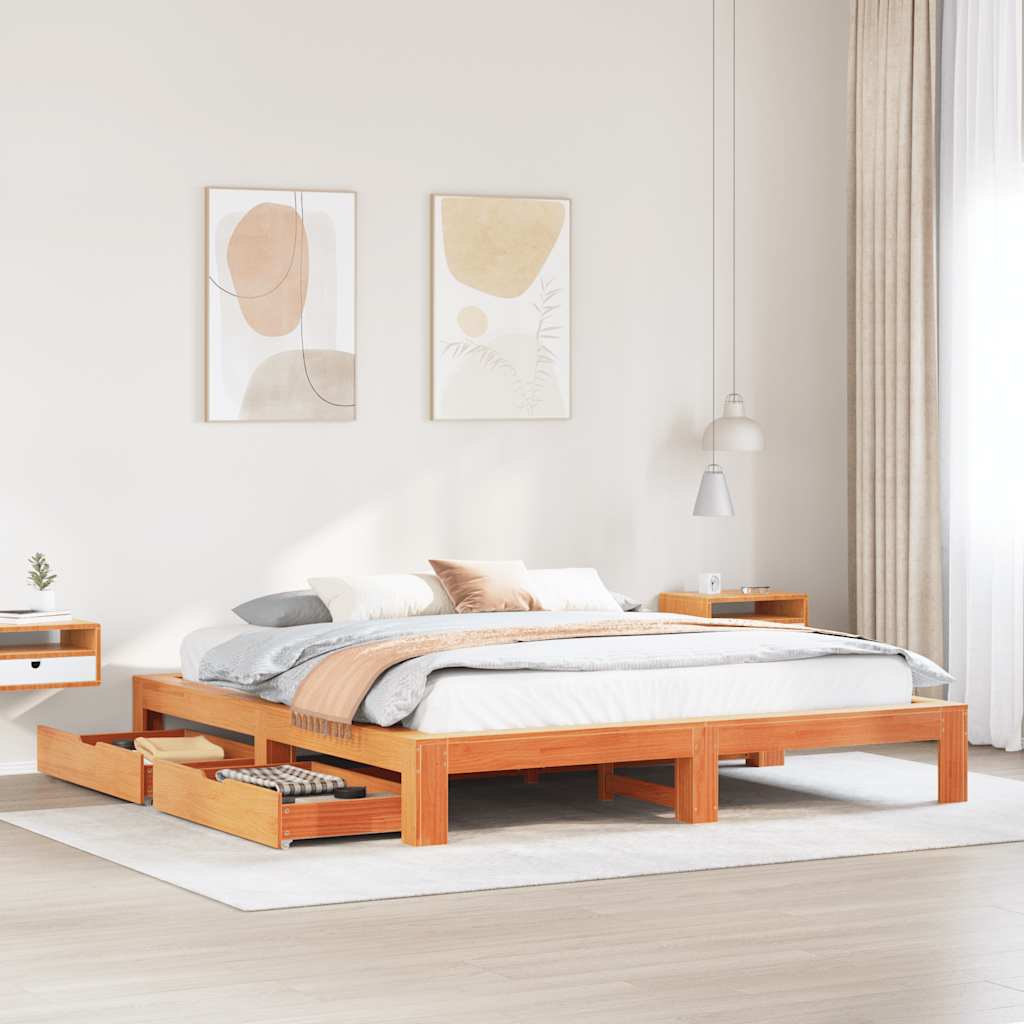 Bed Frame Without Mattress Super King Solid Wood Pine
