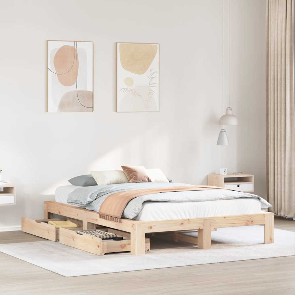 Bed Frame Without Mattress Super King Solid Wood Pine