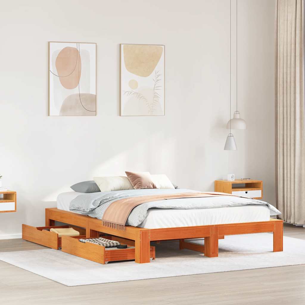 Bed Frame Without Mattress Super King Solid Wood Pine