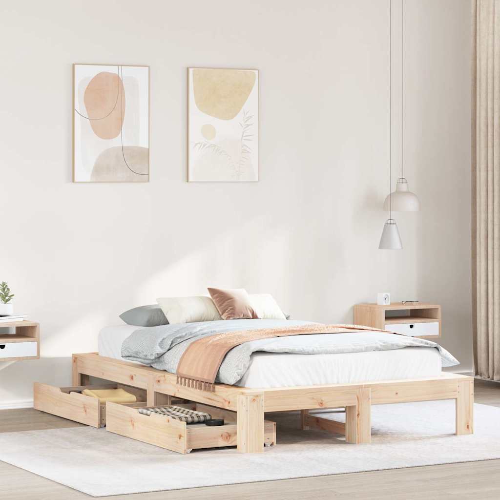 Bed Frame Without Mattress Super King Solid Wood Pine