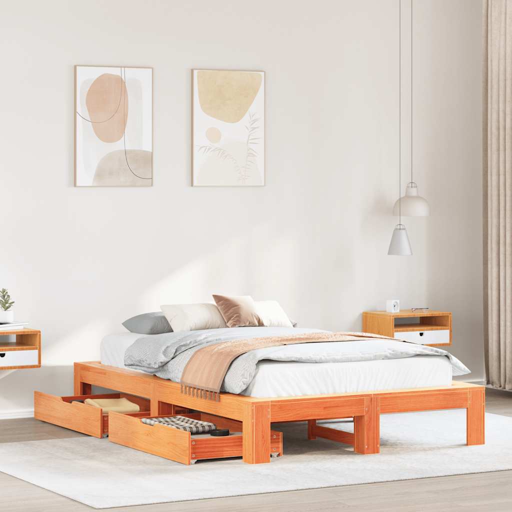 Bed Frame Without Mattress Super King Solid Wood Pine