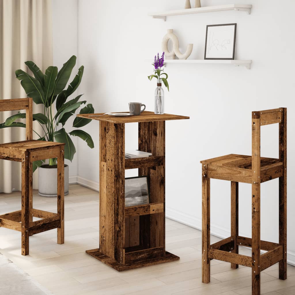 Bar Table With Storage 60X60X102 Cm Engineered Wood