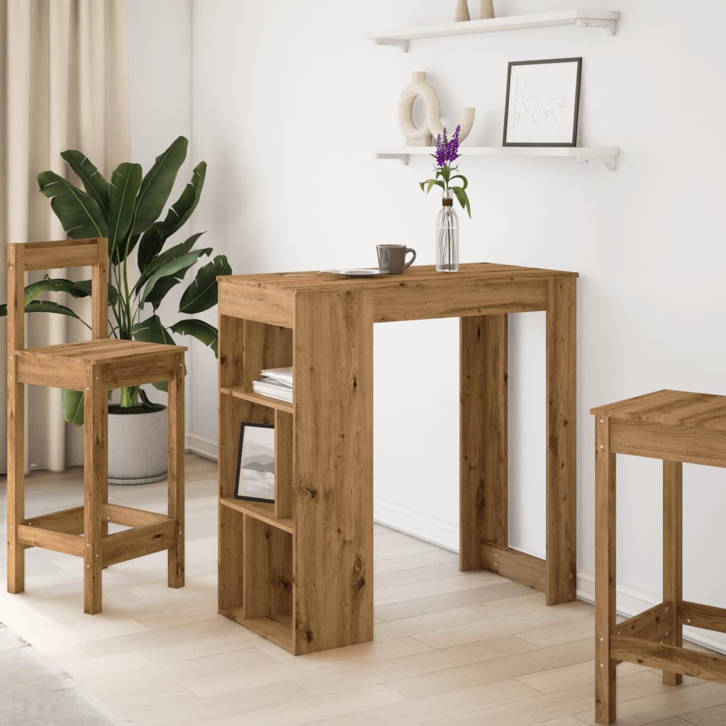 Bar Table With Racks 102X50X103.5 Cm Engineered Wood