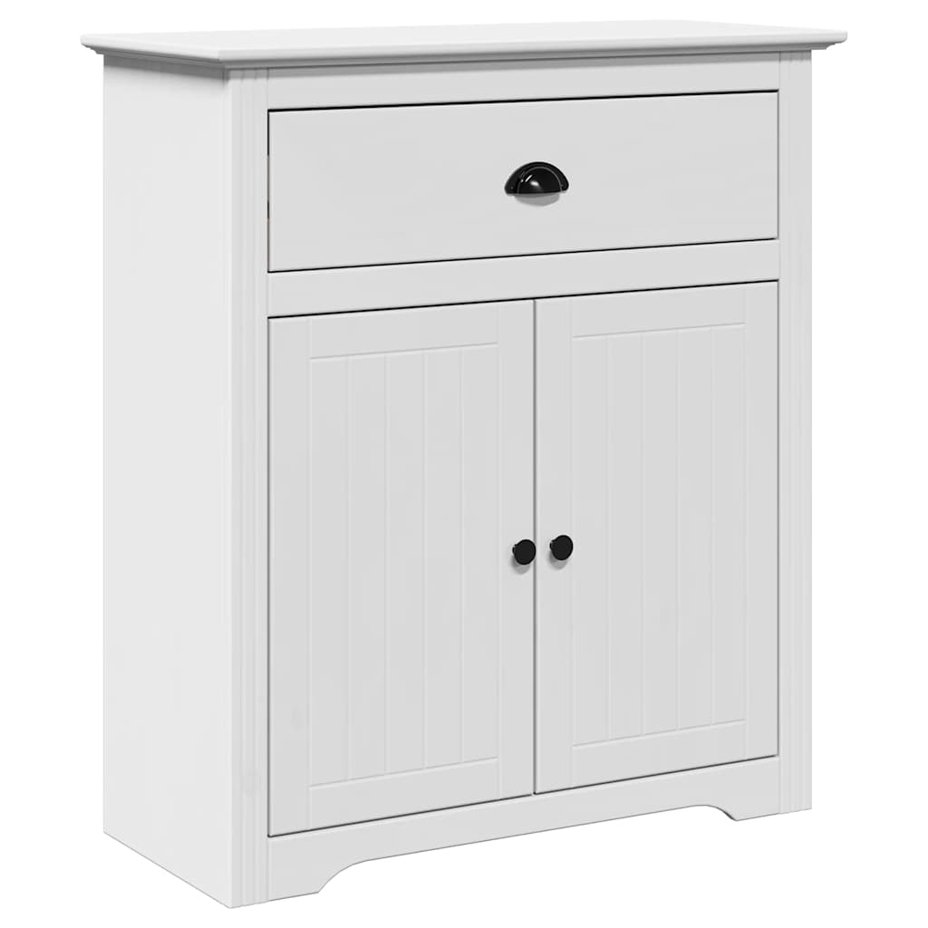 Storage Chests Hallway Cabinet Bodo 80X35X90 Cm white grey Solid pinewood metal