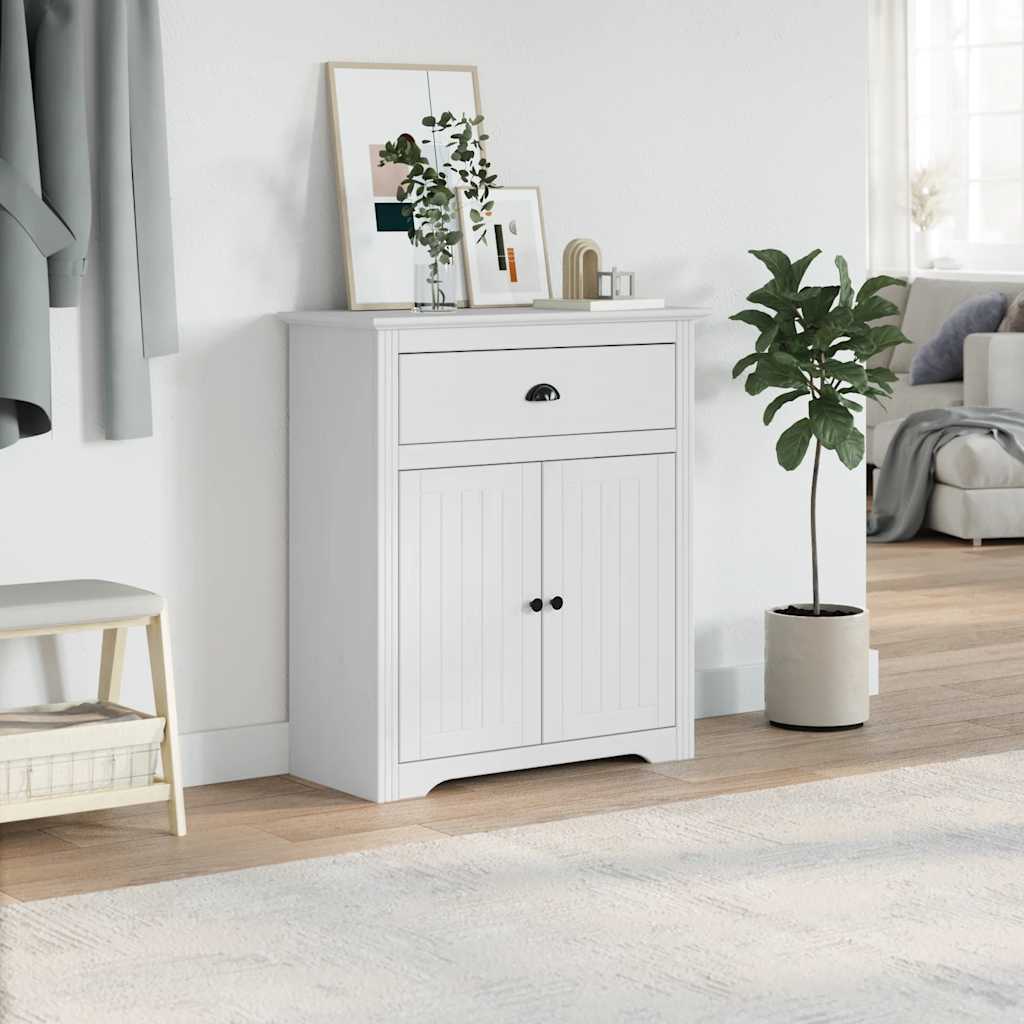 Storage Chests Hallway Cabinet Bodo 80X35X90 Cm white grey Solid pinewood metal