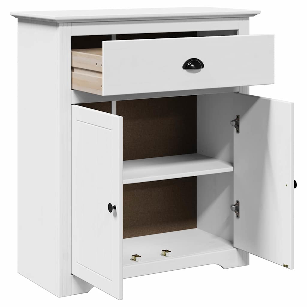 Storage Chests Hallway Cabinet Bodo 80X35X90 Cm white grey Solid pinewood metal