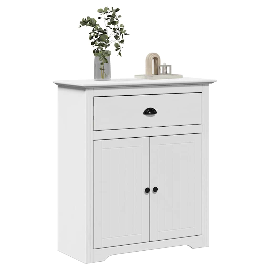 Storage Chests Hallway Cabinet Bodo 80X35X90 Cm white grey Solid pinewood metal