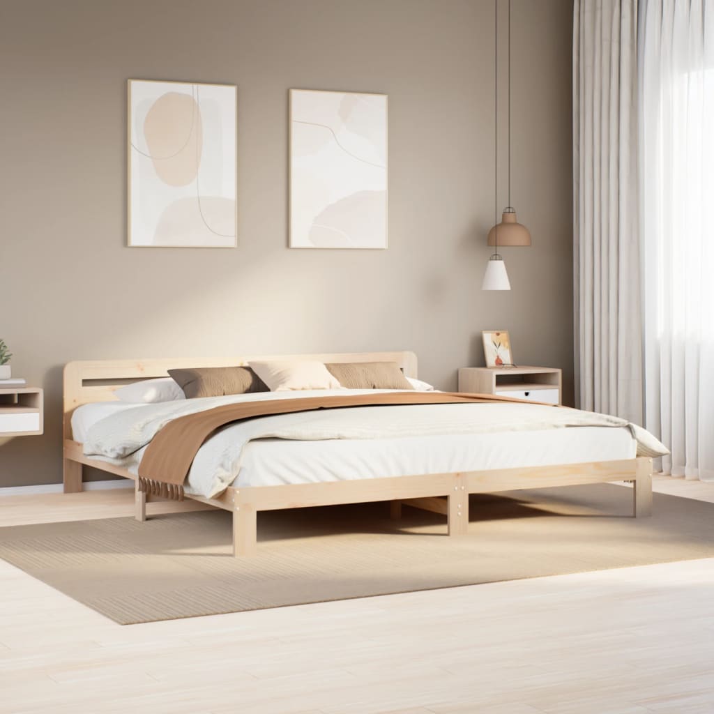 Bed Frame Without Mattress Double Solid Wood Pine