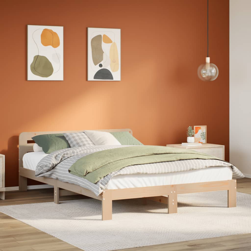 Bed Frame Without Mattress Double Solid Wood Pine
