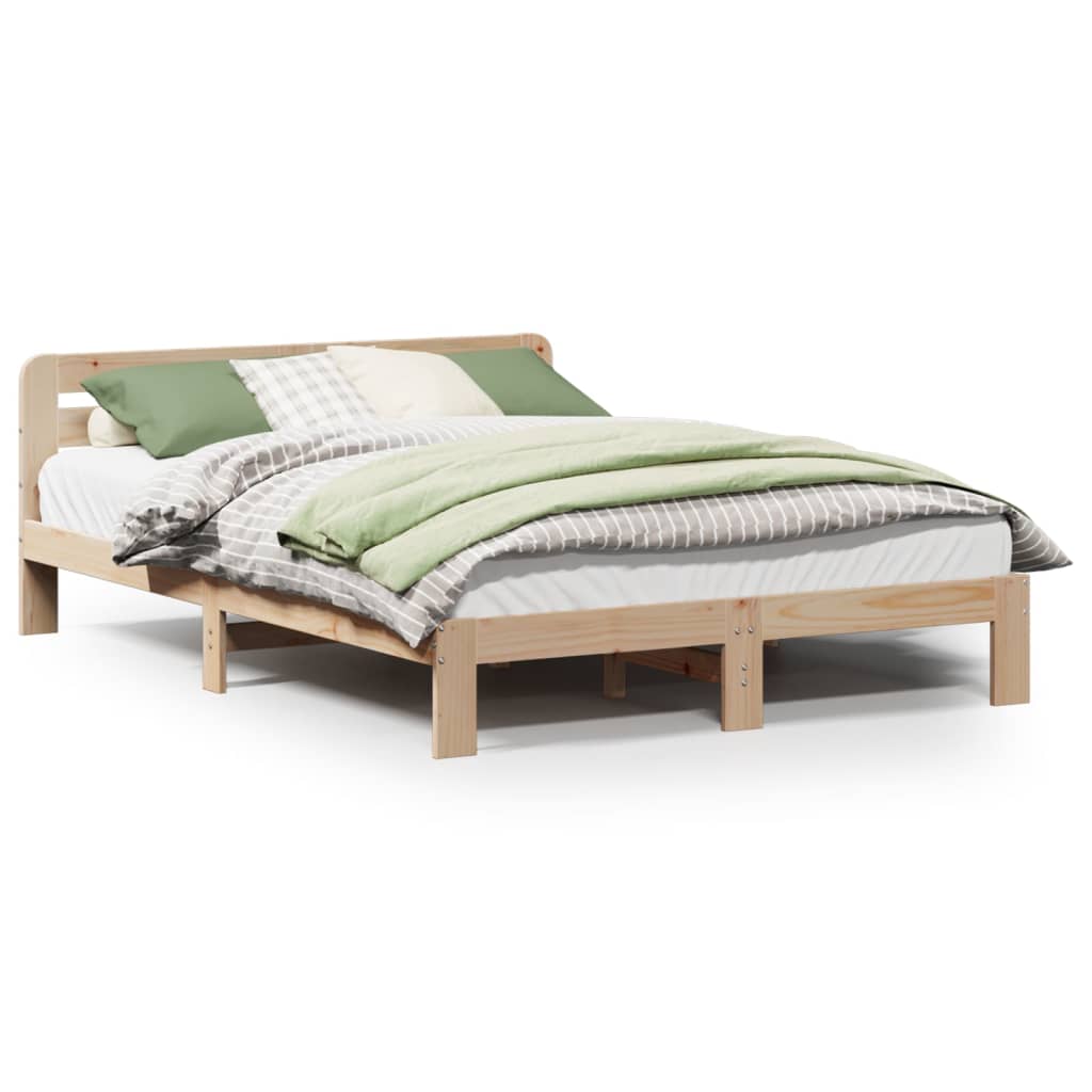 Bed Frame Without Mattress Double Solid Wood Pine