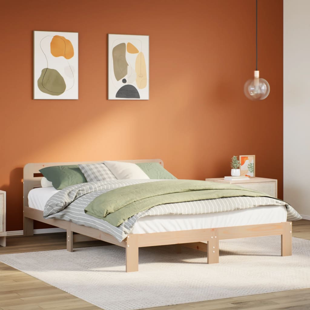 Bed Frame Without Mattress Double Solid Wood Pine