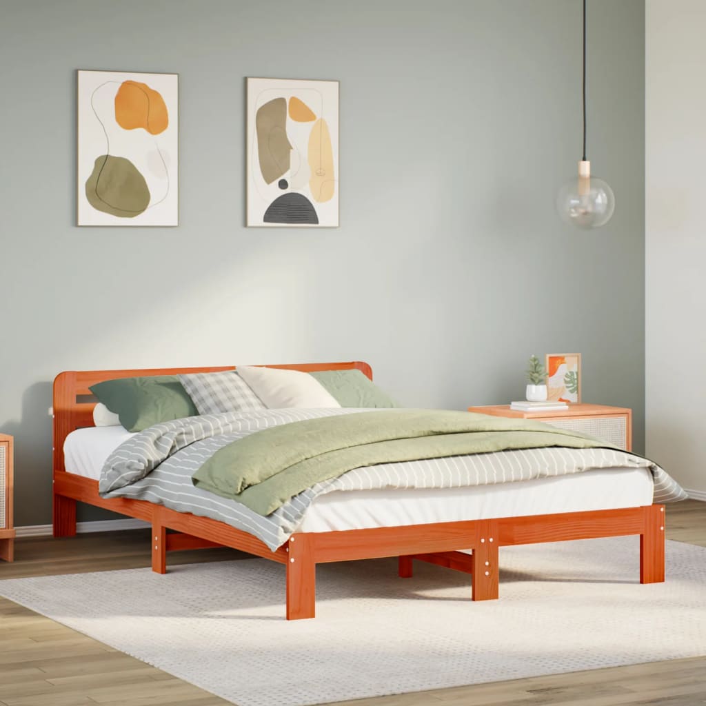 Bed Frame Without Mattress Double Solid Wood Pine
