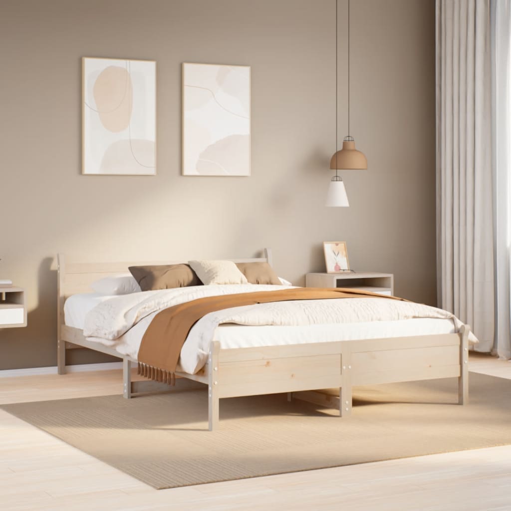 Bed Frame Without Mattress King Size Solid Wood Pine