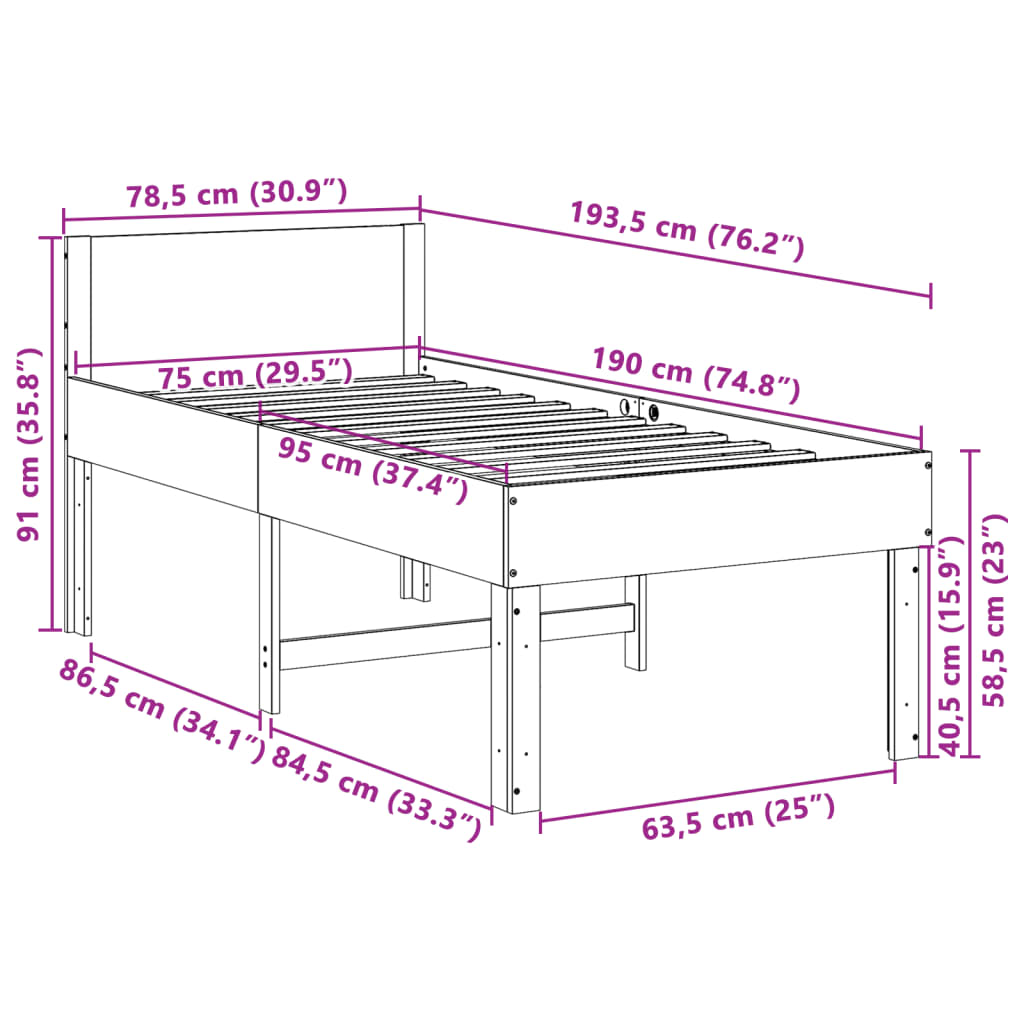 Bed Frame Without Mattress Small Single Solid Wood Pine