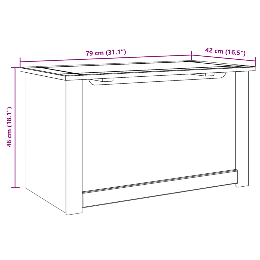 Storage Chests Chest Lid Panama 79X42X46 Cm Solid Wood Pine engineered wood 79 c