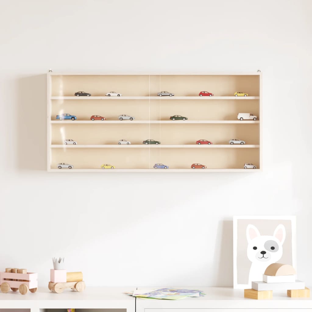 Wooden Collector's Display Case With Doors 80X8.5X37Cm