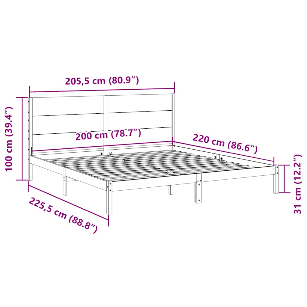 Extra Long Bed Frame Without Mattress Solid Wood