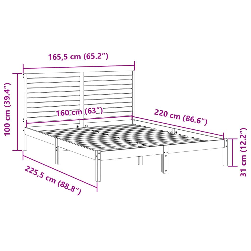 Extra Long Bed Frame Without Mattress Solid Wood