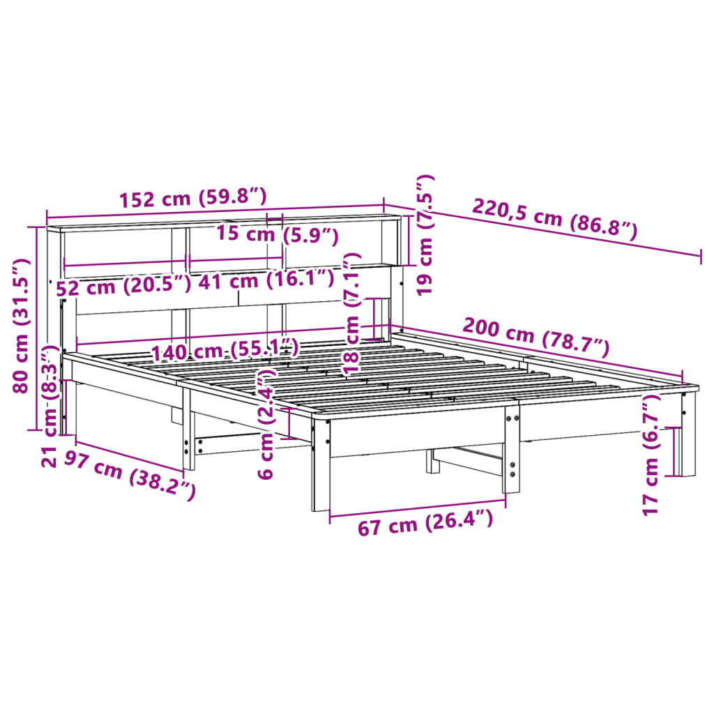 Bed Frame | | Solid Pinewood | Double | Bed Frame | Rectangular