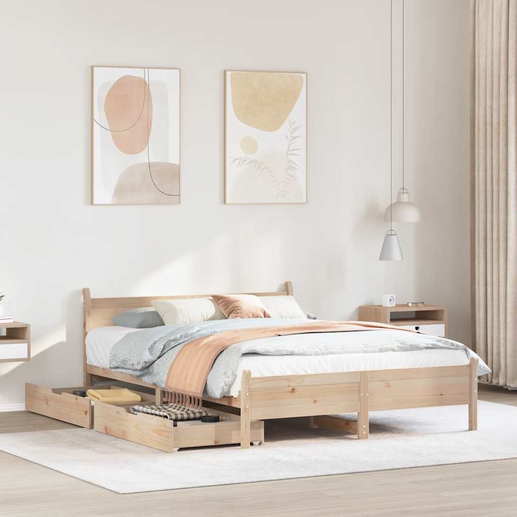 Bed Frame Without Mattress Small Double Solid Wood Pine
