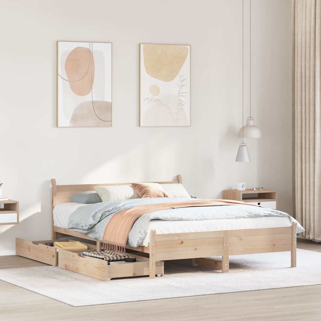 Bed Frame Without Mattress Small Double Solid Wood Pine