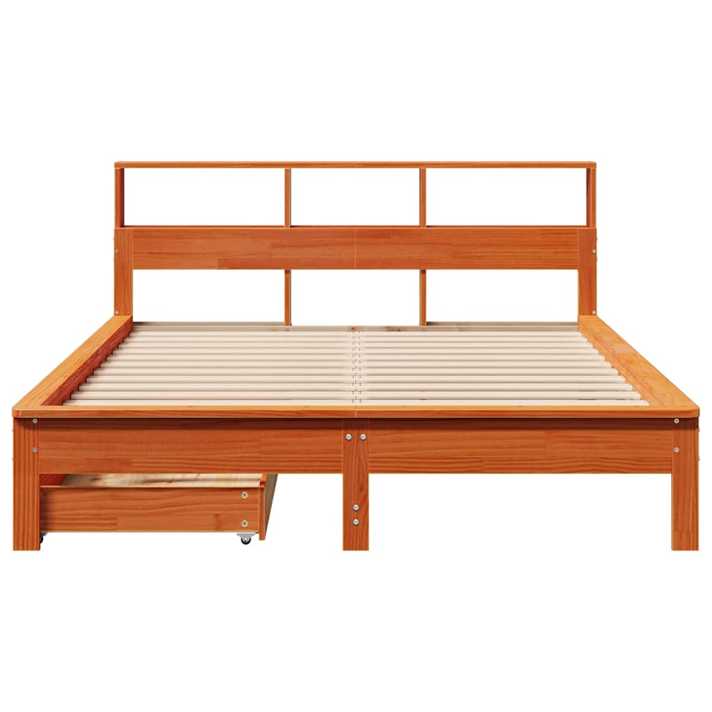 Bookcase Bed Without Mattress King Size Solid Wood Pine