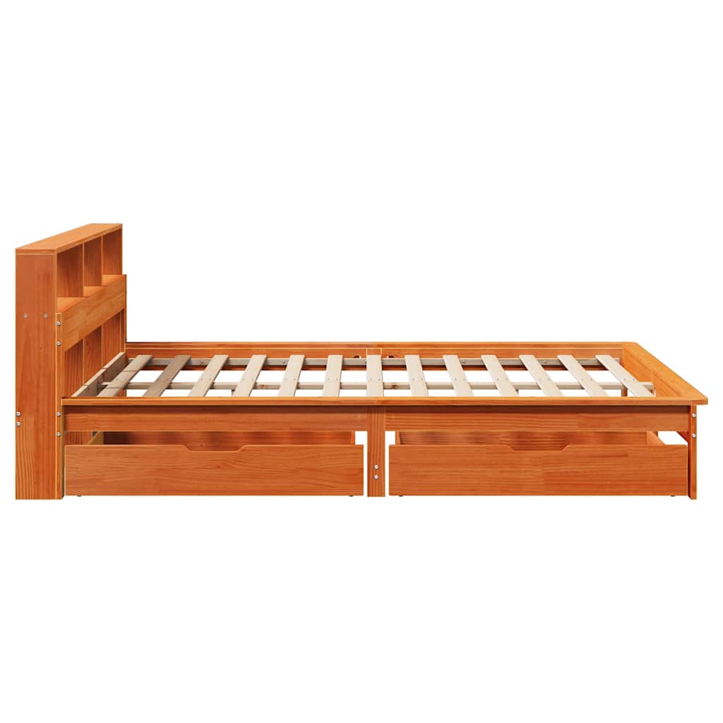 Bookcase Bed Without Mattress King Size Solid Wood Pine