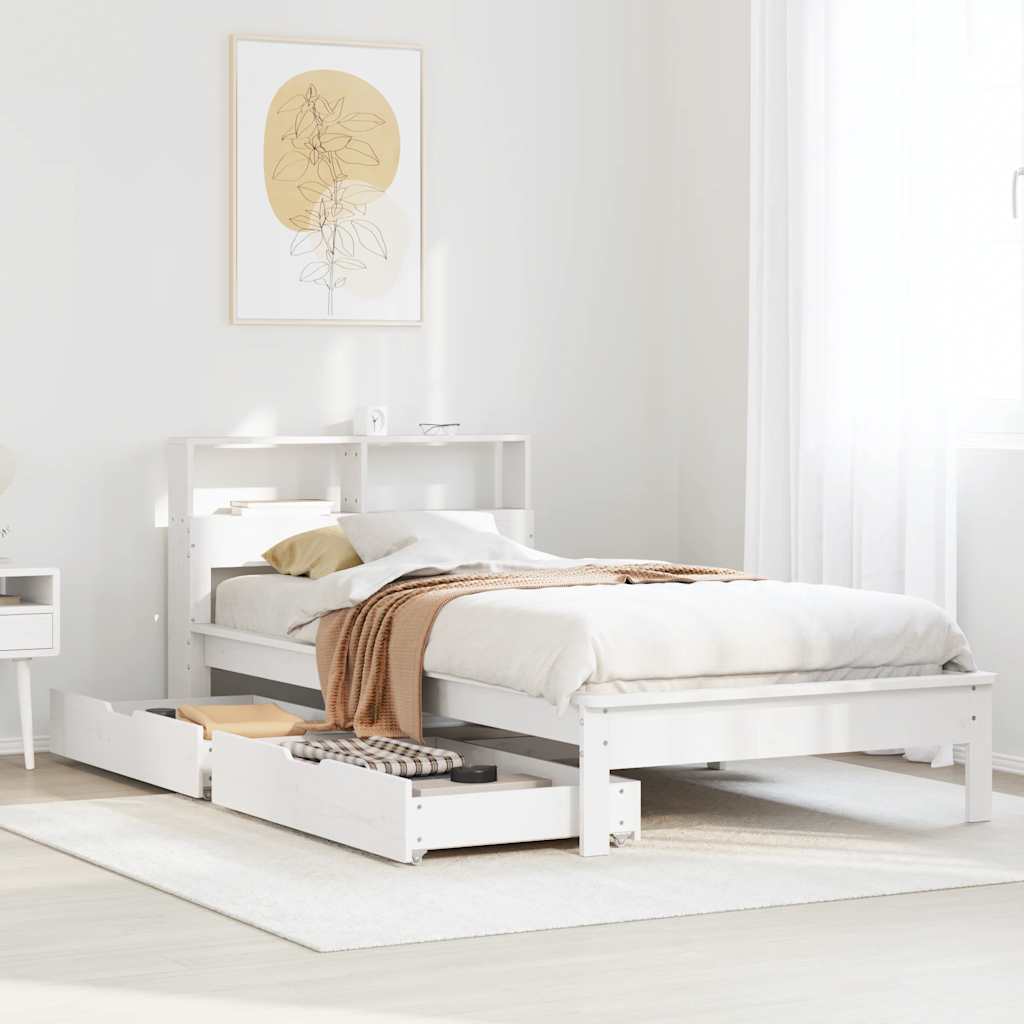 Bookcase Bed Without Mattress King Size Solid Wood Pine
