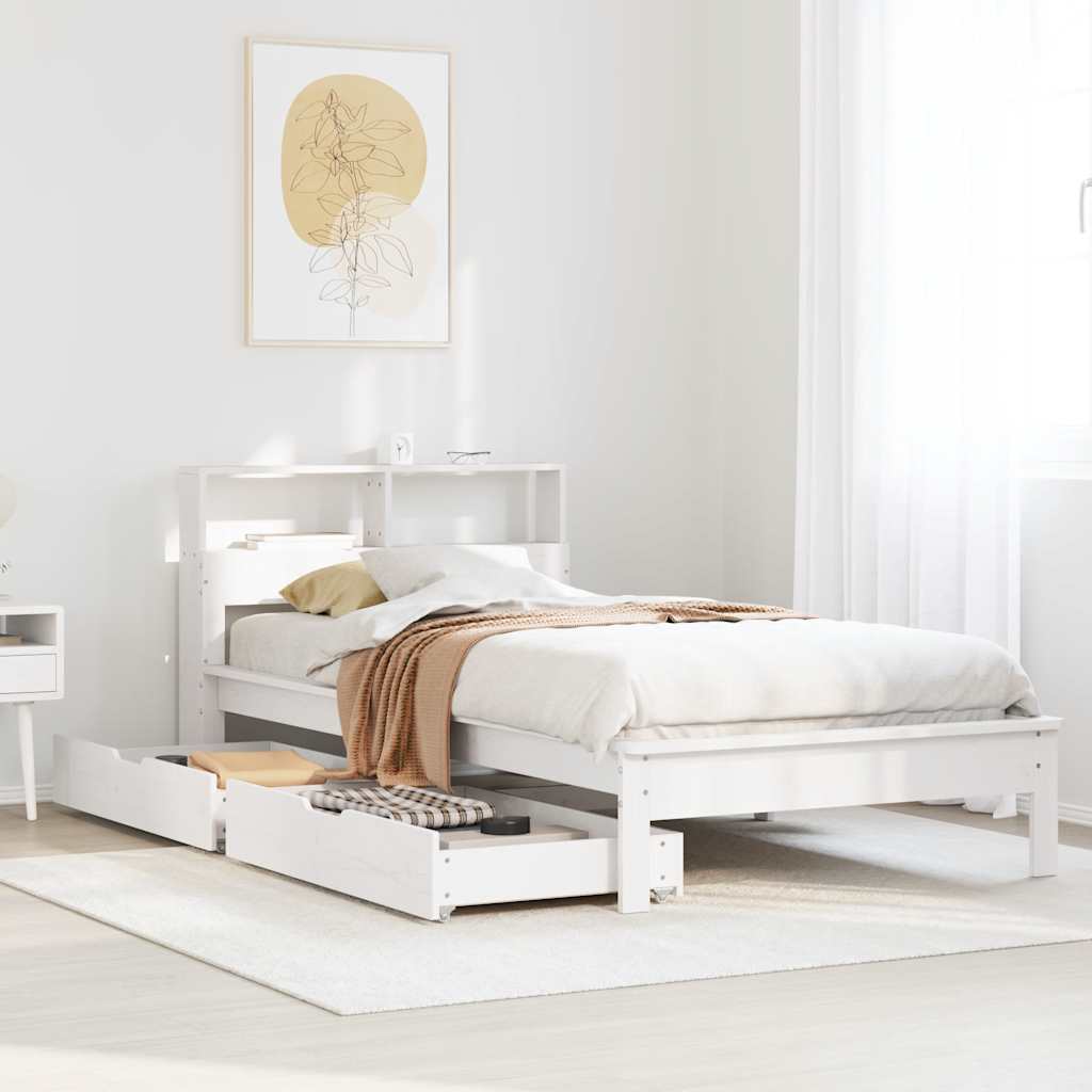 Bookcase Bed Without Mattress King Size Solid Wood Pine