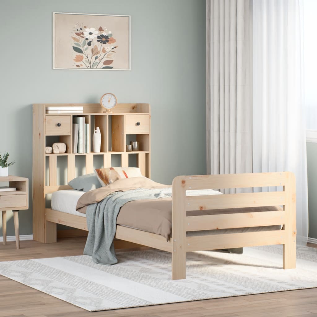 Bookcase Bed Without Mattress Super King Solid Wood Pine
