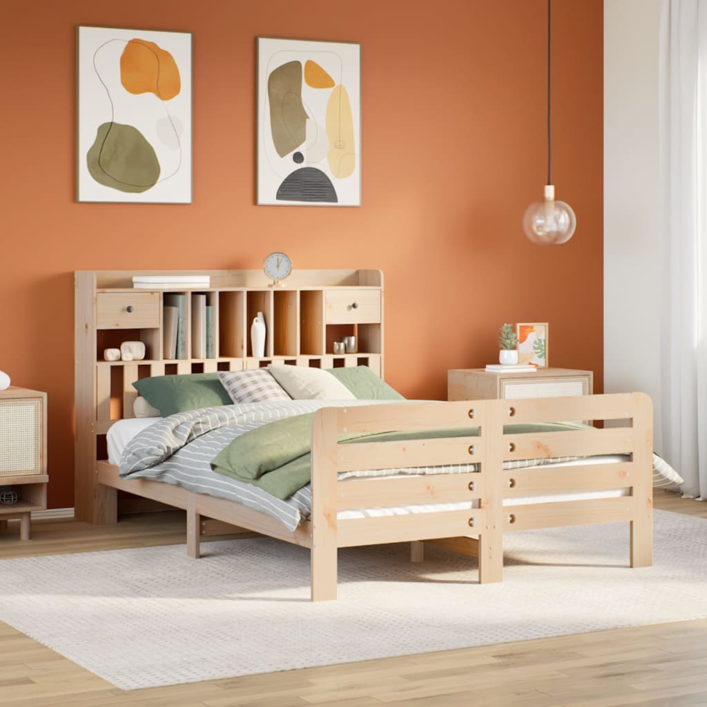 Bookcase Bed Without Mattress Super King Solid Wood Pine