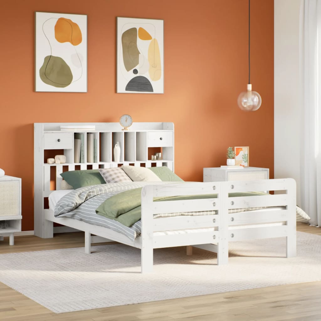 Bookcase Bed Without Mattress Super King Solid Wood Pine