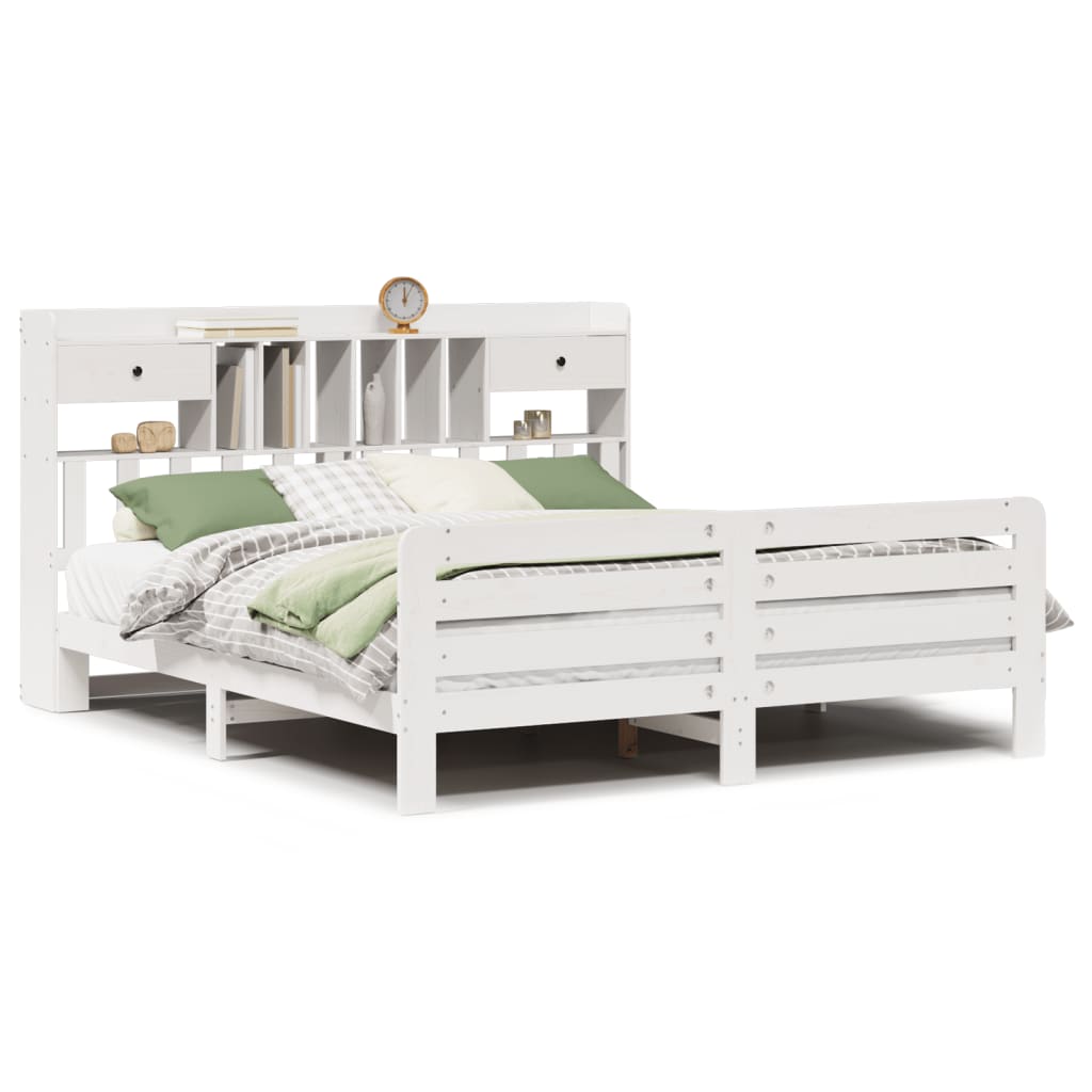 Bookcase Bed Without Mattress Super King Solid Wood Pine