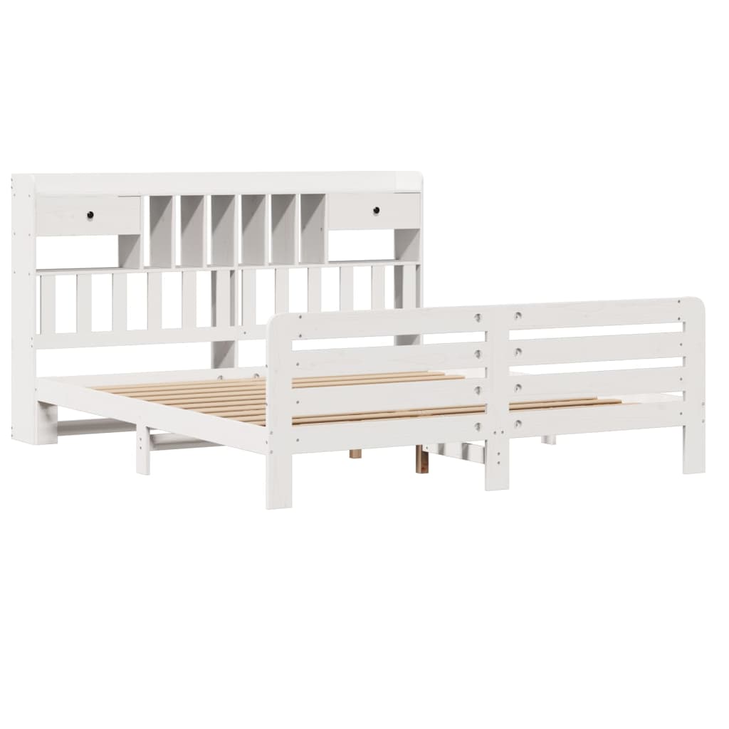 Bookcase Bed Without Mattress Super King Solid Wood Pine