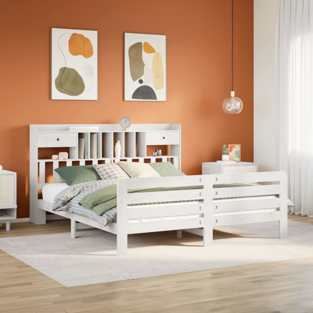 Bookcase Bed Without Mattress Super King Solid Wood Pine