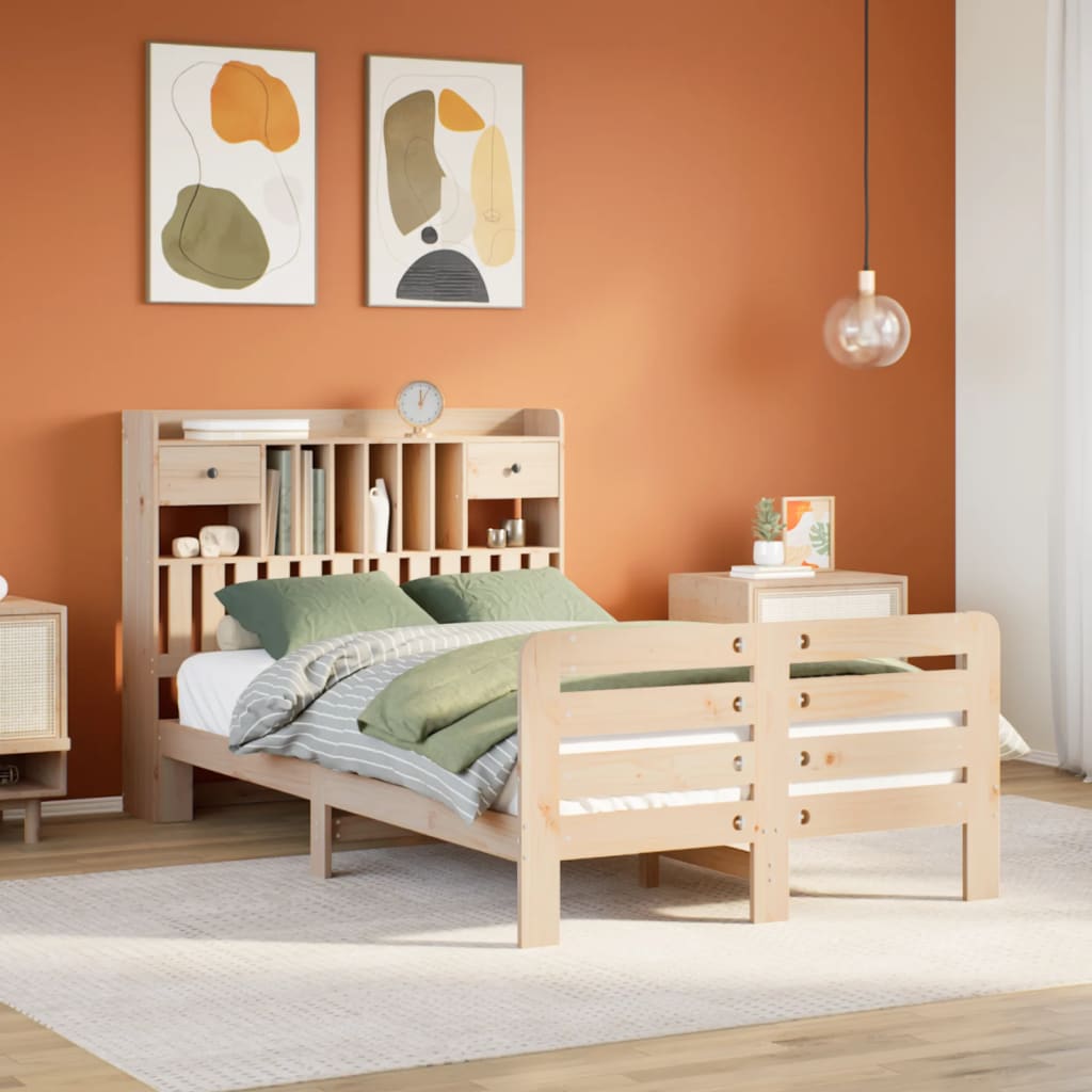 Bookcase Bed Without Mattress Super King Solid Wood Pine