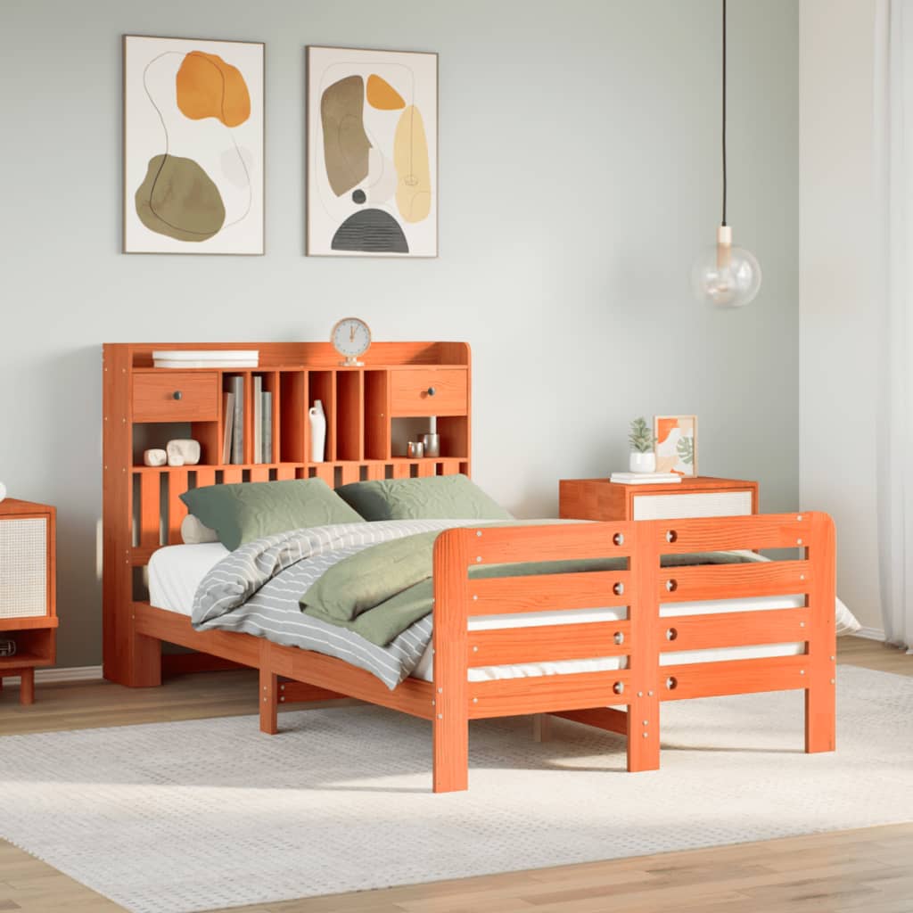Bookcase Bed Without Mattress Super King Solid Wood Pine