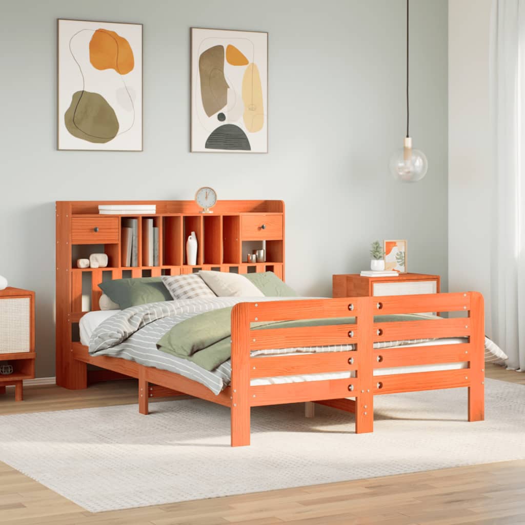 Bookcase Bed Without Mattress Super King Solid Wood Pine